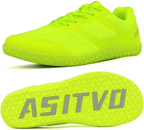 asitvo mens minimalist wide toe box barefoot zero drop shoes sneakers size 13 width trail running hiking walking fluorescent green 47