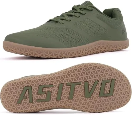 asitvo mens minimalist wide toe box barefoot zero drop shoes sneakers size 75 width trail running hiking walking army green oxford 405